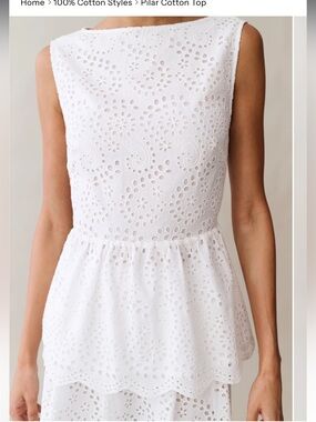 NWT o.p.t Pilar Cotton White Eyelet Few Moda Top Size 6